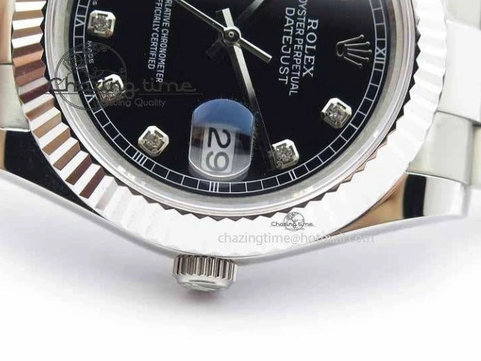 0218 DateJust II 41mm SS BP Maker Best Edition Black Dial Diam On SS Bracelet SA Lightweight 3728